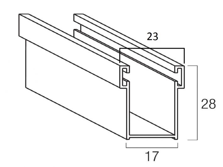 Guida in alluminio mm 28 x 17 per tapparelle