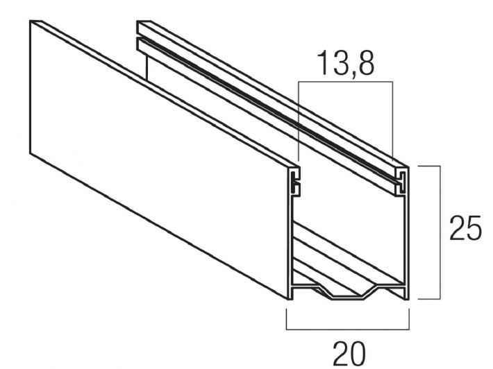 Guida di scorrimento in alluminio con spazzolino 25x20