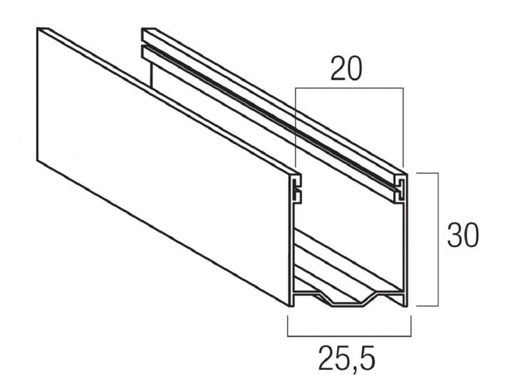 Guida di scorrimento in alluminio con spazzolino 30x25,5