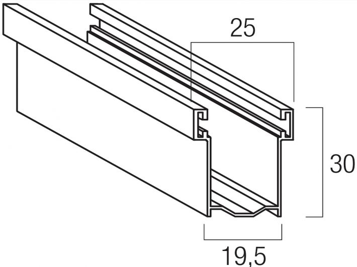 Guida di scorrimento in alluminio con spazzolino 30x19,5