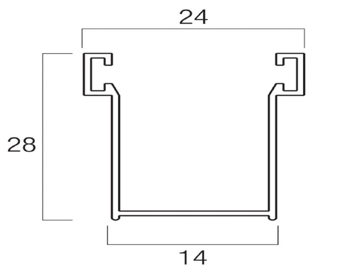 Guida di scorrimento in alluminio con spazzolino 28x14