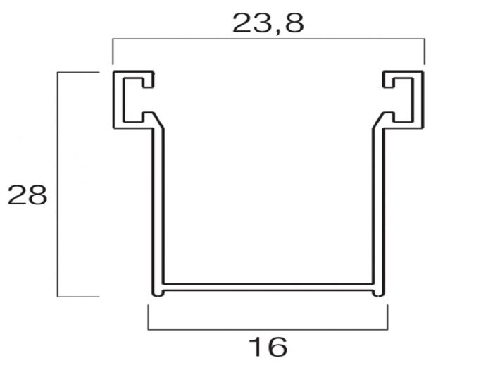 Guida di scorrimento in alluminio con spazzolino 28x16