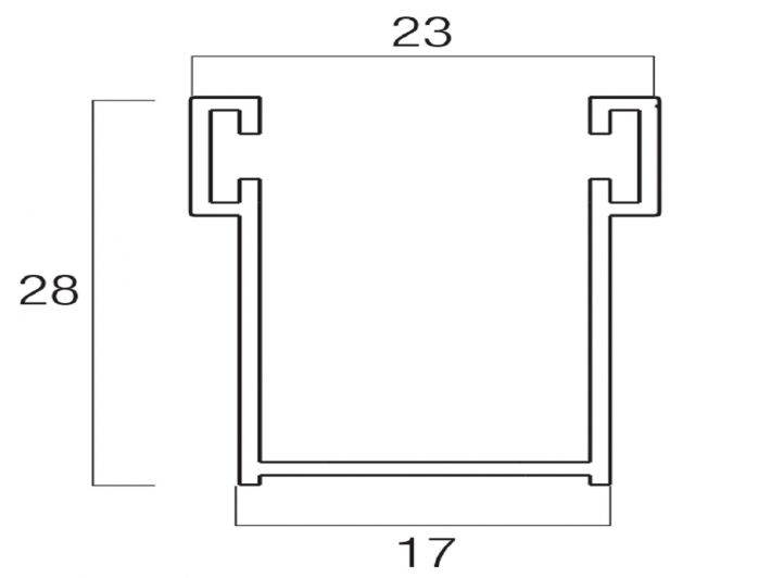 Guida di scorrimento in alluminio con spazzolino 28x17