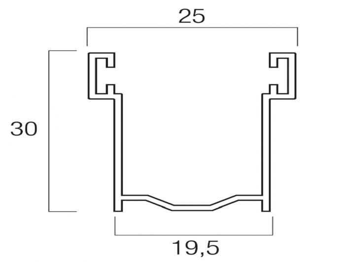 Guida di scorrimento in alluminio con spazzolino 30x19,5