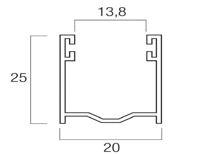 Guida di scorrimento in alluminio con spazzolino 25x20