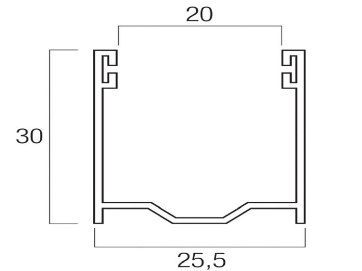 Guida di scorrimento in alluminio con spazzolino 30x25,5