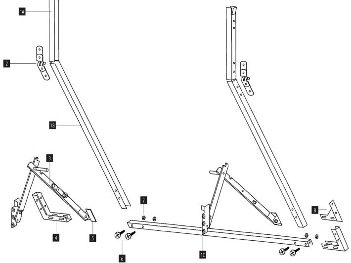 Schema di montaggio telaio a sporgere LEVA LATERALE