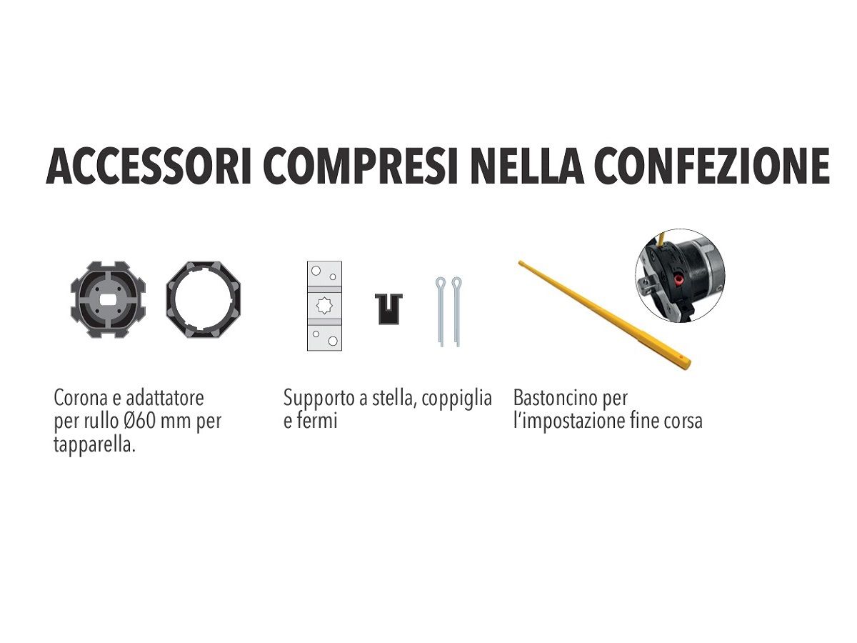 MOTORE per tapparelle 50Nm (100kg) per rullo Ø 60 senza manovra di soccorso