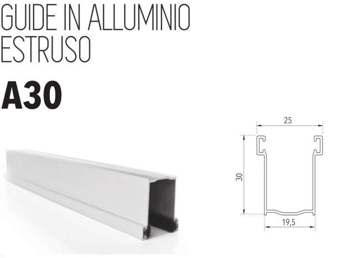 Guida di scorrimento in alluminio con spazzolino 30x19,5
