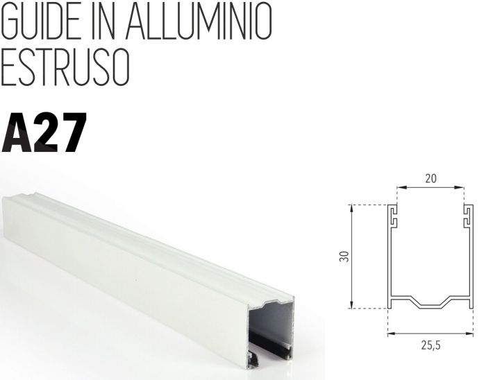 Guida di scorrimento in alluminio con spazzolino 30x25,5